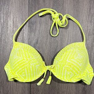 Victoria Secret Yellow Patterned Women's push up Bikini Top